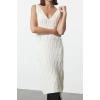 Women Fashion Stylish Regular Length Stand Collar Regular Knitwear Soft Texture Sweater-Dress Set