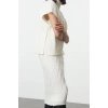 Women Fashion Stylish Regular Length Stand Collar Regular Knitwear Soft Texture Sweater-Dress Set