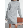 Women Fashion Stylish Mini Length Stand Collar Regular Knitwear Soft Textured Hair Knit Dress