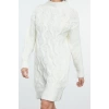 Women Fashion Stylish Mini Length Stand Collar Regular Knitwear Soft Textured Hair Knit Dress