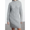 Women Fashion Stylish Mini Length Stand Collar Regular Knitwear Soft Textured Hair Knit Dress
