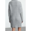 Women Fashion Stylish Mini Length Stand Collar Regular Knitwear Soft Textured Hair Knit Dress