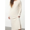 Kadın Moda Şık Regular Boy Bisiklet Yaka Regular Triko Basic Atkılı Elbise