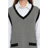 Women Fashion Stylish Mini Length V Neck Regular Knit Color Block Dress