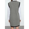 Women Fashion Stylish Mini Length V Neck Regular Knit Color Block Dress