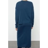 Women Fashion Stylish Midi Length V Neck Slim Knitwear Premium Yarn Special Yarn Cardigan-Dress Set