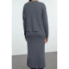 Women Fashion Stylish Midi Length V Neck Slim Knitwear Premium Yarn Special Yarn Cardigan-Dress Set