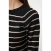 Women Fashion Stylish Mini Length Crew Neck Regular Striped Knitwear Soft Texture Dress