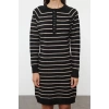 Women Fashion Stylish Mini Length Crew Neck Regular Striped Knitwear Soft Texture Dress