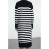Women Fashion Stylish Midi Length Crew Neck Regular Striped Knitwear Soft Texture Dress