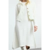 Womens Fashion Stylish Midi Length Polo Collar Slim Knitwear Jacket-Look Cardigan-Dress Set