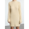 Women Fashion Stylish Mini Length Stand Collar Slim Knitwear Soft Textured Leggings Dress