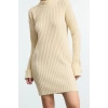 Women Fashion Stylish Mini Length Stand Collar Slim Knitwear Soft Textured Leggings Dress