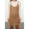 Women Fashion Stylish Mini Length Pool Neck Regular Knitwear Soft Textured Strappy Dress
