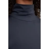 Women Fashion Stylish Mini Length Stand Collar Slim Plain Polyamide Bodycone Fitted Flexible Knitted Dress