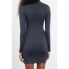 Women Fashion Stylish Mini Length Stand Collar Slim Plain Polyamide Bodycone Fitted Flexible Knitted Dress