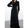 Women Fashion Stylish Maxi Length Double Breasted Regular Plain Knitted Dress