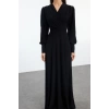 Women Fashion Stylish Maxi Length Double Breasted Regular Plain Knitted Dress