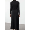 Women Fashion Stylish Maxi Length Stand Collar Slim Fitted Bodycon Long Sleeve Flexible Knitted Dress