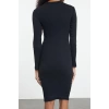 Women Fashion Stylish Midi Length Stand Collar Slim Fitted Long Sleeve Ribbed Stretchy Knit Dress