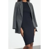 Women Fashion Stylish Midi Length Stand Collar Slim Fitted Long Sleeve Ribbed Stretchy Knit Dress