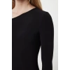 Kadın Moda Şık Maxi Boy Asimetrik Yaka Fitted Düz Detaylı Vücuda Oturan Esnek Örme Elbise