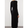 Women Fashion Stylish Midi Length Square Neck Fitted Plain Bodycone Stretchy Knitted Dress