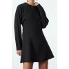 Womens Fashion Stylish Mini Length Crew Neck Regular A Cut Stitch Detailed Woven Dress