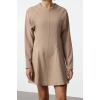 Womens Fashion Stylish Mini Length Crew Neck Regular A Cut Stitch Detailed Woven Dress