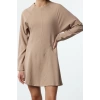 Womens Fashion Stylish Mini Length Crew Neck Regular A Cut Stitch Detailed Woven Dress