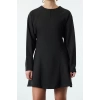Womens Fashion Stylish Mini Length Crew Neck Regular A Cut Stitch Detailed Woven Dress