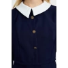 Kadın Moda Şık Mini Boy Gömlek Yaka Regular Vücudu Saran Düğme Detaylı Dokuma Elbise