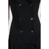 Women Fashion Stylish Mini Length Jacket Collar Regular Pleated Detailed Woven Jacket Dress
