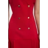 Women Fashion Stylish Mini Length Jacket Collar Regular Pleated Detailed Woven Jacket Dress