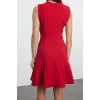 Women Fashion Stylish Mini Length Jacket Collar Regular Pleated Detailed Woven Jacket Dress