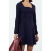 Women Fashion Stylish Mini Length Square Neck Regular Waist Open Bow Detailed Woven Dress