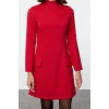 Women Fashion Stylish Mini Length Stand Collar Regular A Cut Pocket Detailed Woven Dress