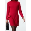 Women Fashion Stylish Mini Length Stand Collar Regular A Cut Pocket Detailed Woven Dress