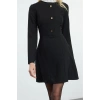 Women Fashion Stylish Mini Length Stand Collar Regular A Cut Button Detailed Woven Dress