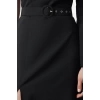 Womens Fashion Stylish Midi Length Crew Neck Regular Belted A Cut Single Sleeve Detailed Woven Dress