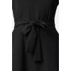 Women Fashion Stylish Midi Length Crew Neck Regular Belted Waist Open Woven Dress