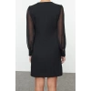 Women Fashion Stylish Mini Length Jacket Collar Regular Chiffon Sleeve Detailed Woven Jacket Dress