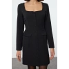 Women Fashion Stylish Mini Length Square Collar Regular Pocket Detailed Woven Jacket Dress