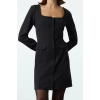 Women Fashion Stylish Mini Length Square Collar Regular Pocket Detailed Woven Jacket Dress