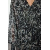 Womens Fashion Midi Length V Neck Regular Abstract Patterned Bodice Gipe Detailed Chiffon Lined Woven Dress