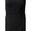Women Fashion Stylish Midi Length Crew Neck Regular Waist Open Fabric Mixed Woven Dress