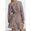 Women Fashion Stylish Mini Length Shirt Collar Regular Brown 001 Striped Woven Dress