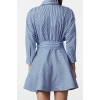 Women Fashion Stylish Mini Length Shirt Collar Regular Brown 001 Striped Woven Dress