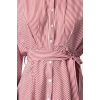 Women Fashion Stylish Mini Length Shirt Collar Regular Brown 001 Striped Woven Dress