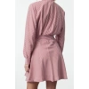 Women Fashion Stylish Mini Length Shirt Collar Regular Brown 001 Striped Woven Dress